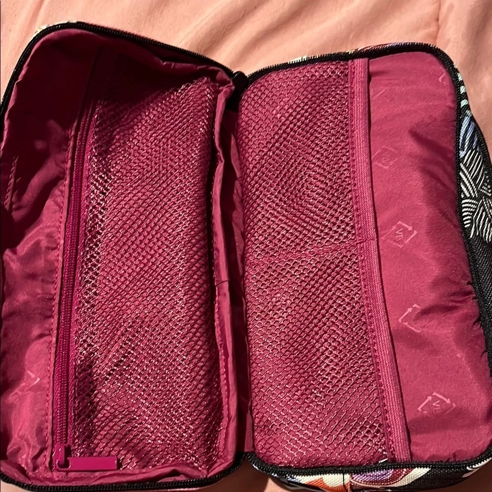 Vera Bradley Black and Pink Cosmetic Bag with Floral Design